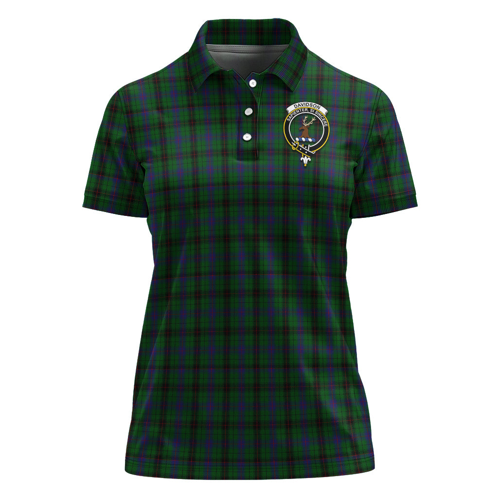 Davidson Tartan Polo Shirt with Family Crest For Women - Tartan Vibes Clothing