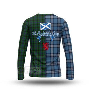 Tartan Vibes Clothing Davidson Tartan Long Sleeve T-Shirt Happy St. Andrew's Day Half Tartan Style