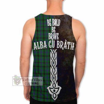 Davidson Tartan Family Crest Men's Tank Top Alba Gu Brath Be Brave Lion Ancient Style