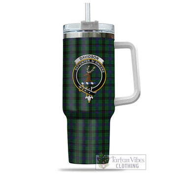 Davidson Tartan and Family Crest Tumbler with Handle