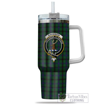 Tartan Vibes Clothing Davidson Tartan and Family Crest Tumbler with Handle