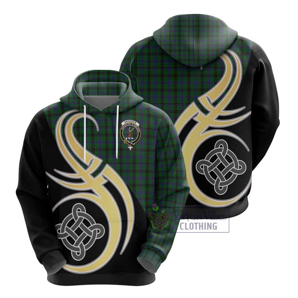 Davidson Tartan Hoodie with Family Crest and Celtic Symbol Style - Tartan Vibes Clothing