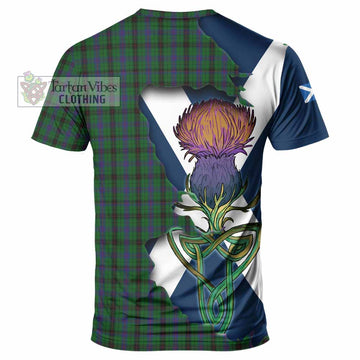 Tartan Vibes Clothing Davidson Tartan Family Crest T-Shirt Scottish Thistle Celtic Inspired