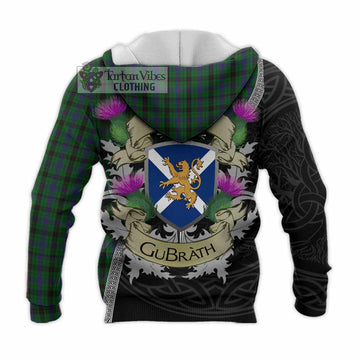 Davidson Tartan Family Crest Knitted Hoodie Lion Rampant Royal Thistle Shield Celtic Inspired