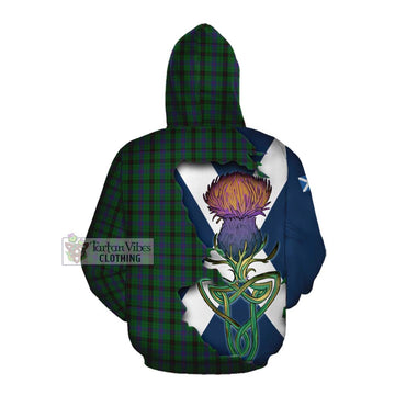 Davidson Tartan Family Crest Cotton Hoodie Scottish Thistle Celtic Inspired