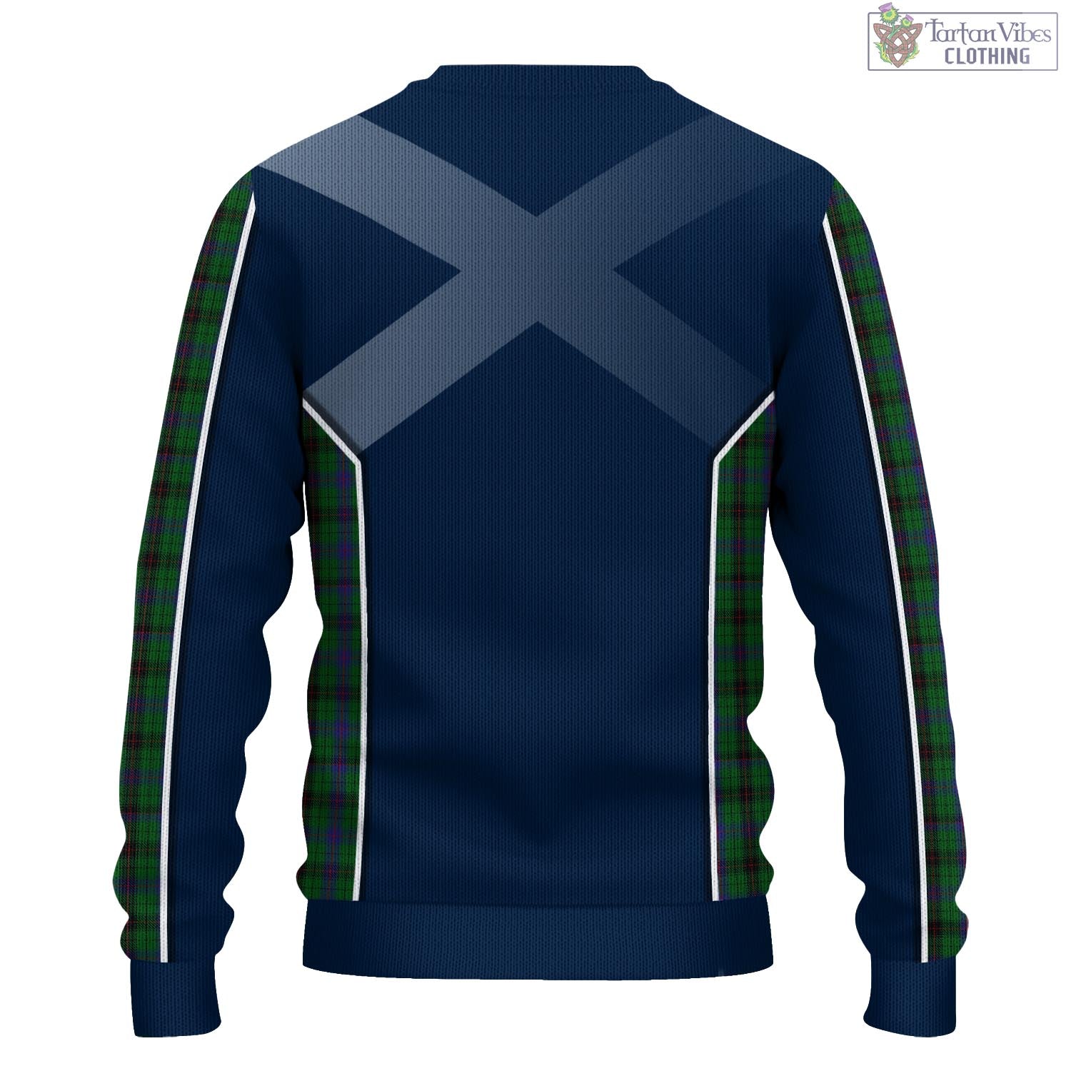 Tartan Vibes Clothing Davidson Tartan Knitted Sweatshirt with Family Crest and Scottish Thistle Vibes Sport Style