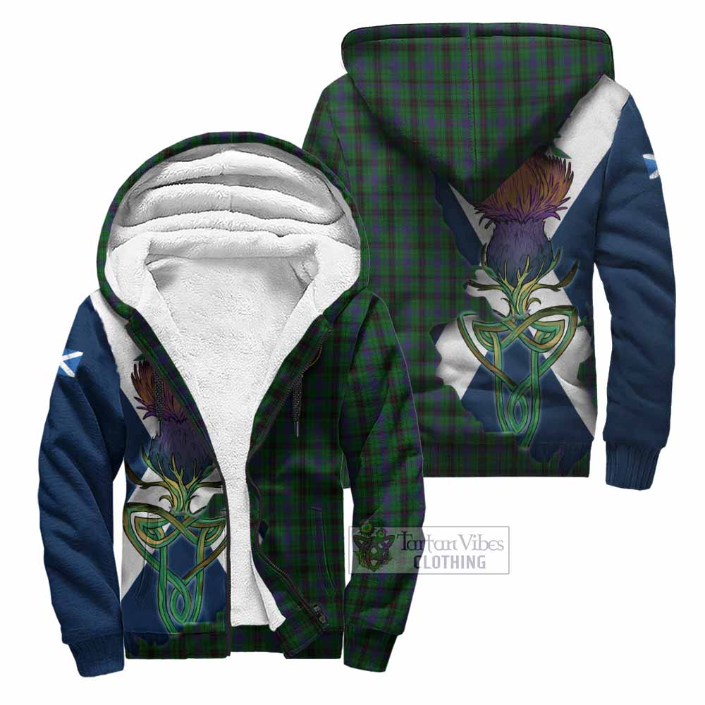 Tartan Vibes Clothing Davidson Tartan Family Crest Sherpa Hoodie Scottish Thistle Celtic Inspired