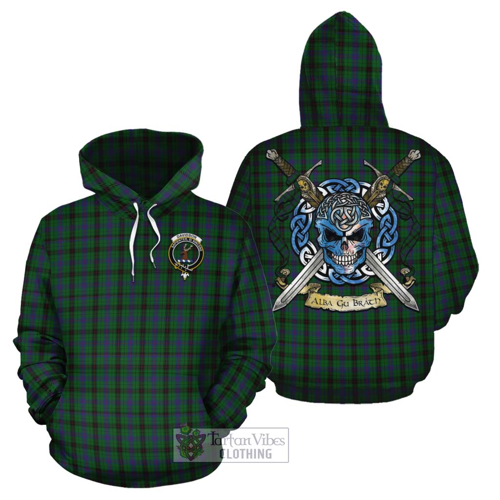 Davidson Tartan Cotton Hoodie with Family Crest Celtic Skull Style Zip Hoodie - Tartan Vibes Clothing