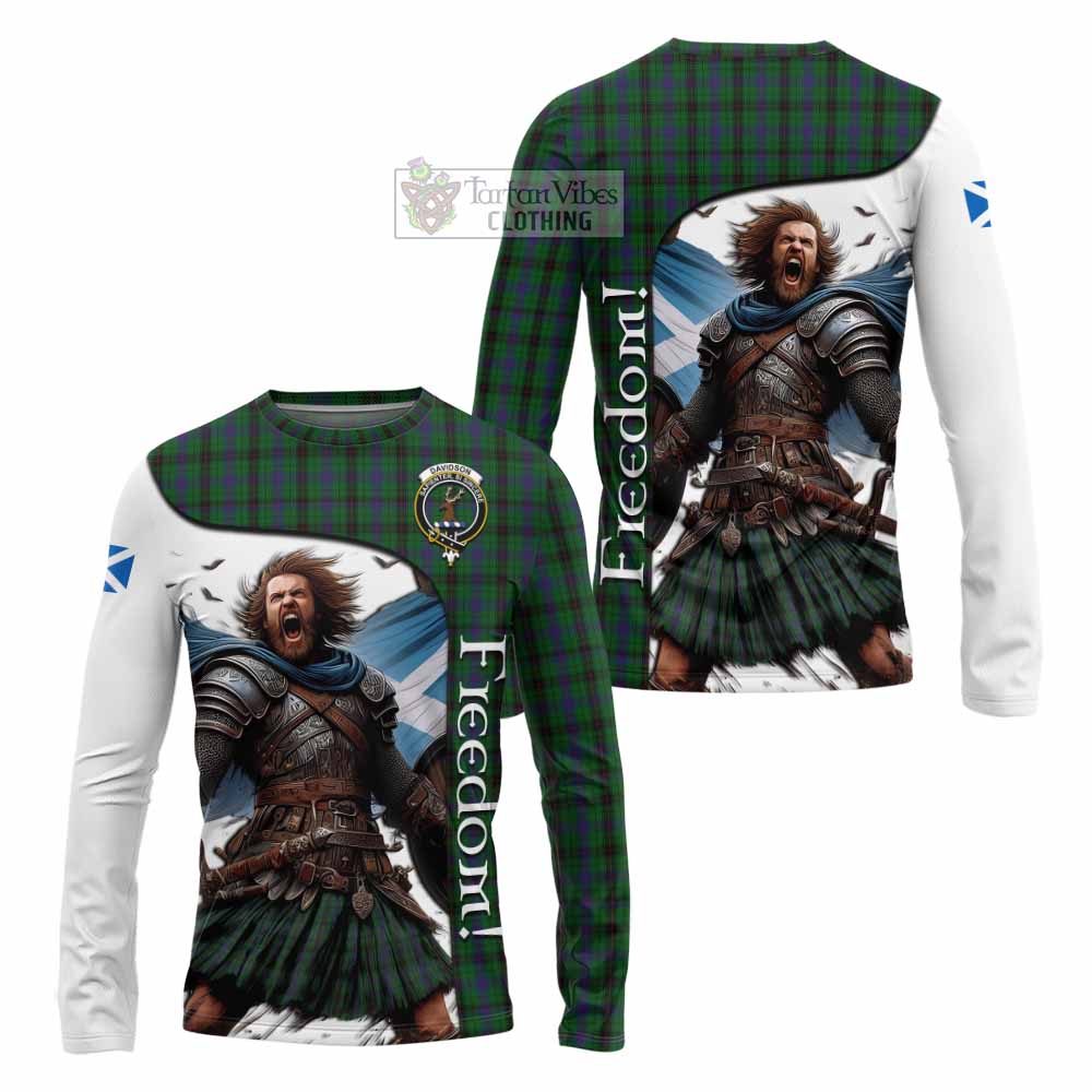 Tartan Vibes Clothing Davidson Crest Tartan Long Sleeve T-Shirt Inspired by the Freedom of Scottish Warrior