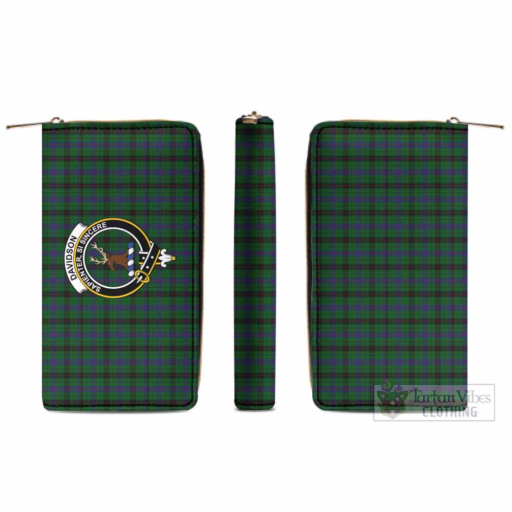 Tartan Vibes Clothing Davidson Tartan Women's Leather Wallet with Family Crest
