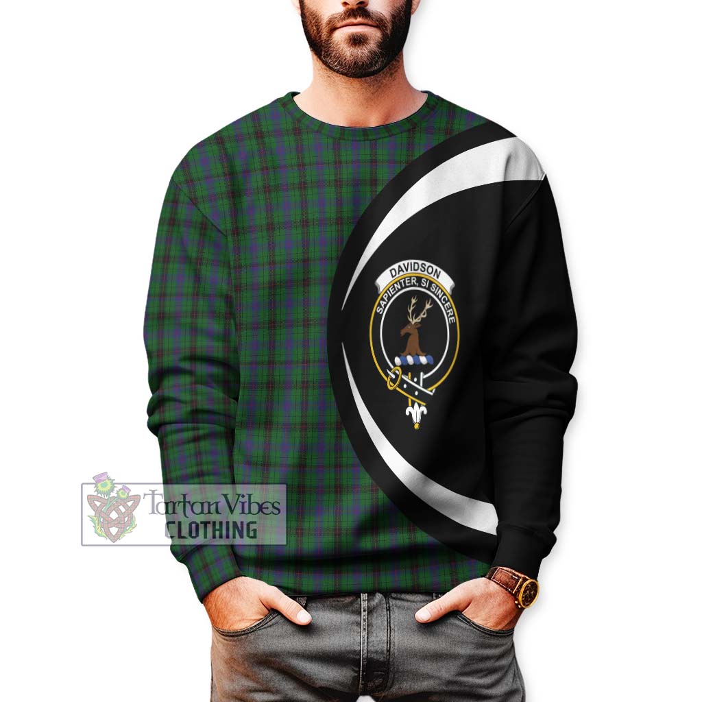 Davidson Tartan Sweatshirt with Family Crest Circle Style - Tartan Vibes Clothing