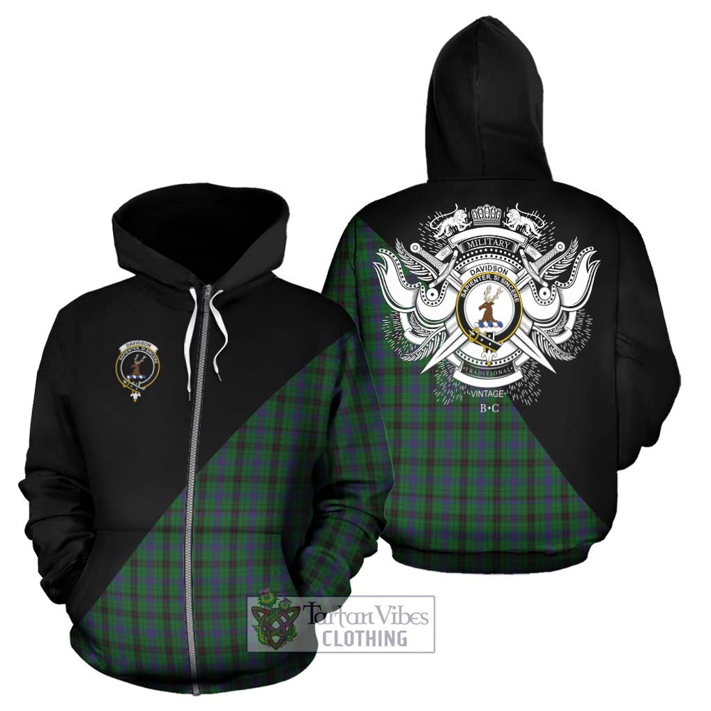 Davidson Tartan Hoodie with Family Crest and Military Logo Style - Tartanvibesclothing Shop