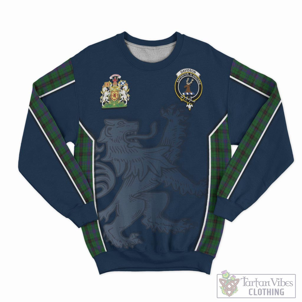 Tartan Vibes Clothing Davidson Tartan Sweater with Family Crest and Lion Rampant Vibes Sport Style