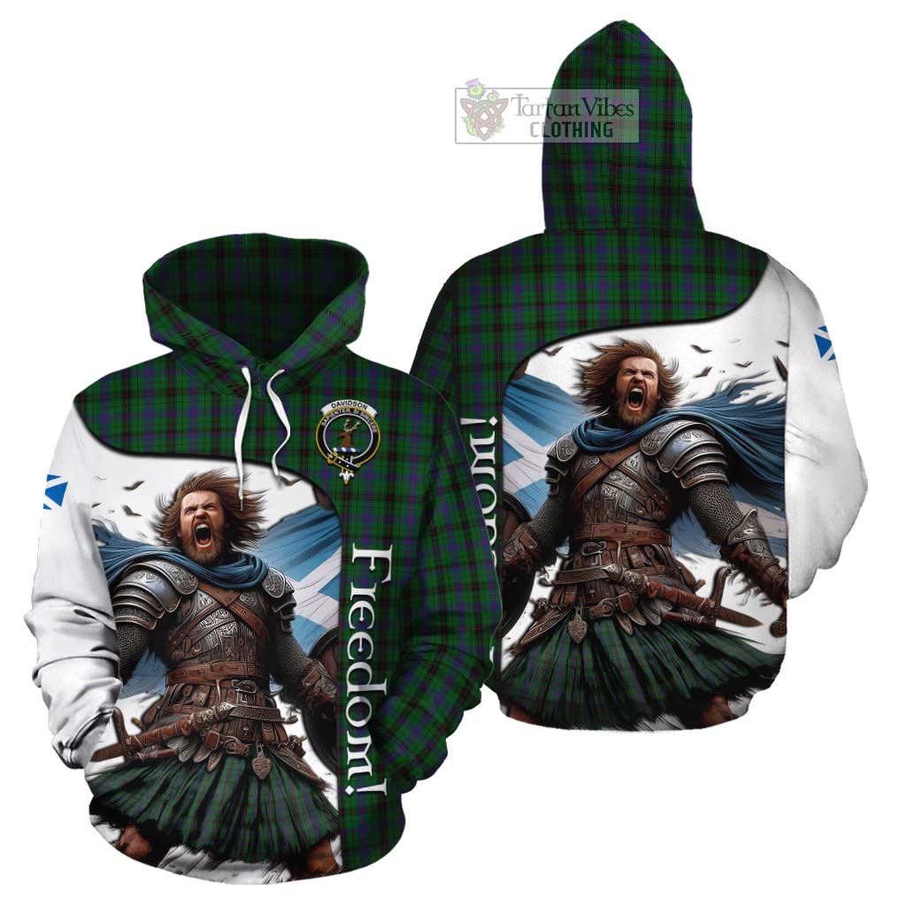 Tartan Vibes Clothing Davidson Crest Tartan Cotton Hoodie Inspired by the Freedom of Scottish Warrior