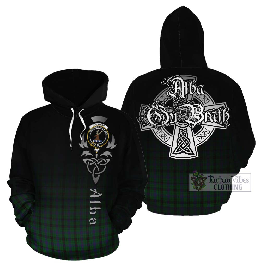 Davidson Tartan Cotton Hoodie Featuring Alba Gu Brath Family Crest Celtic Inspired Zip Hoodie - Tartan Vibes Clothing