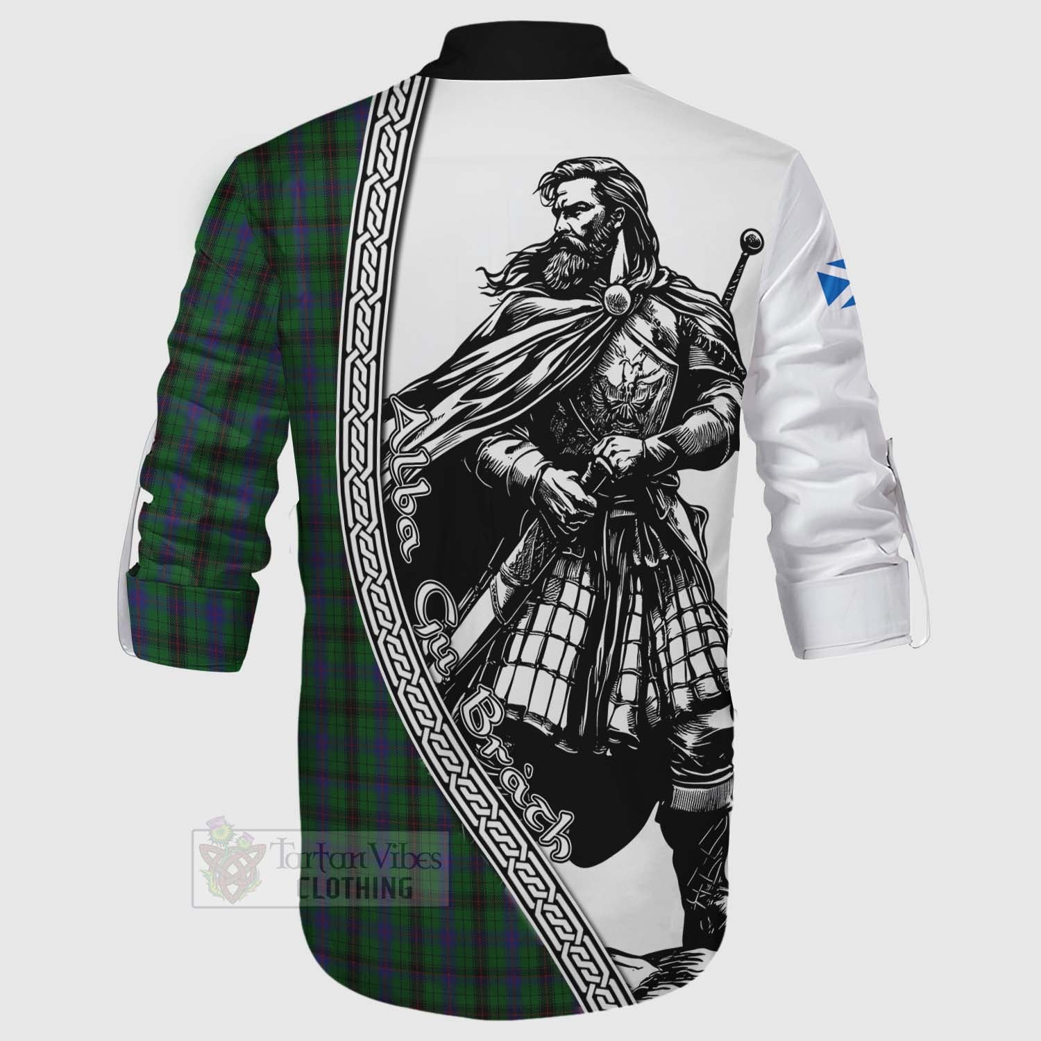 Tartan Vibes Clothing Davidson Tartan Clan Crest Ghillie Kilt Shirt with Highlander Warrior Celtic Style