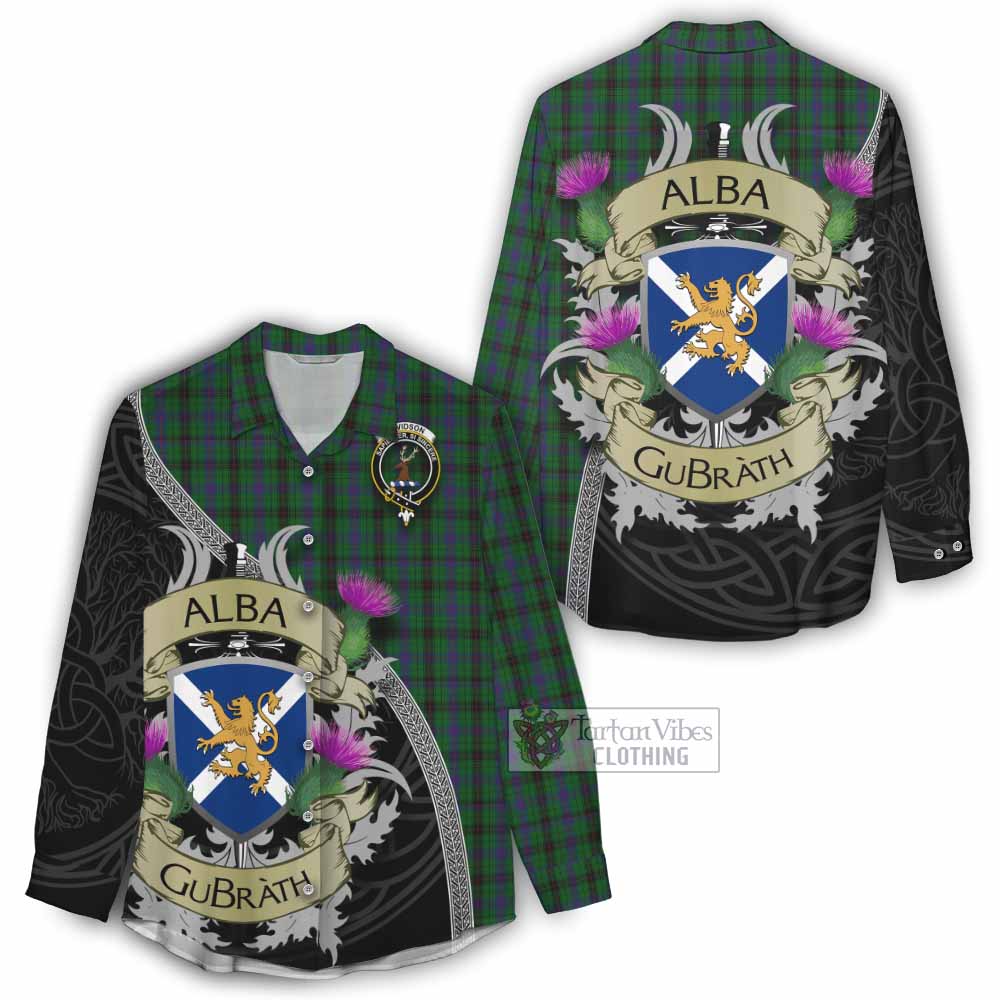 Tartan Vibes Clothing Davidson Tartan Family Crest Women's Casual Shirt Lion Rampant Royal Thistle Shield Celtic Inspired