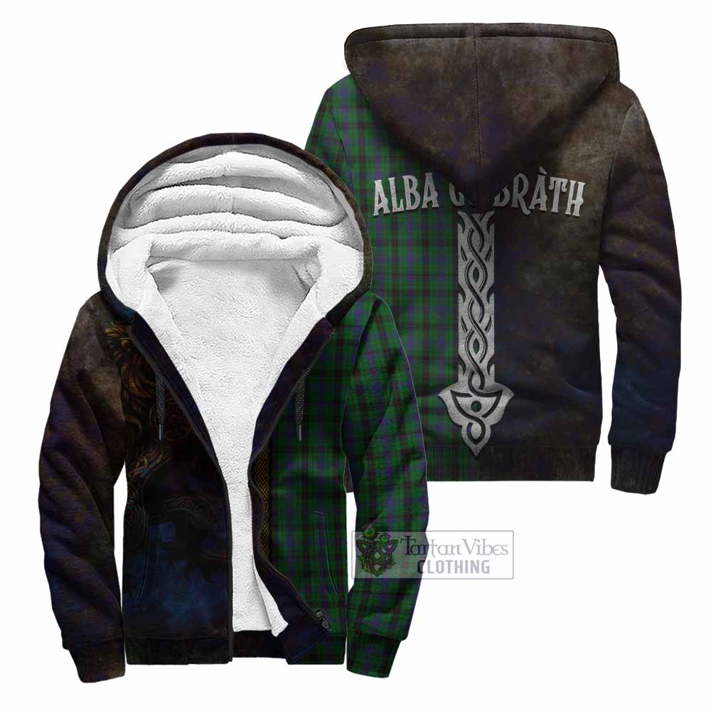Tartan Vibes Clothing Davidson Tartan Family Crest Sherpa Hoodie Alba Gu Brath Be Brave Lion Ancient Style