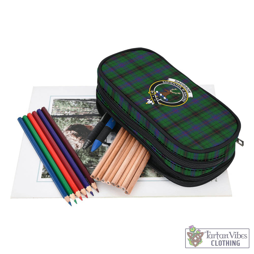 Tartan Vibes Clothing Davidson Tartan Pen and Pencil Case with Family Crest
