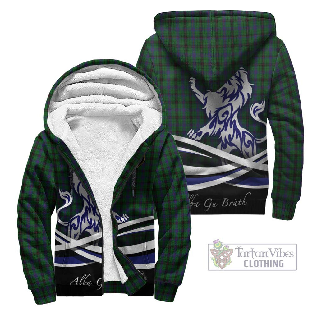 Davidson Tartan Sherpa Hoodie with Alba Gu Brath Regal Lion Emblem Unisex - Tartanvibesclothing Shop