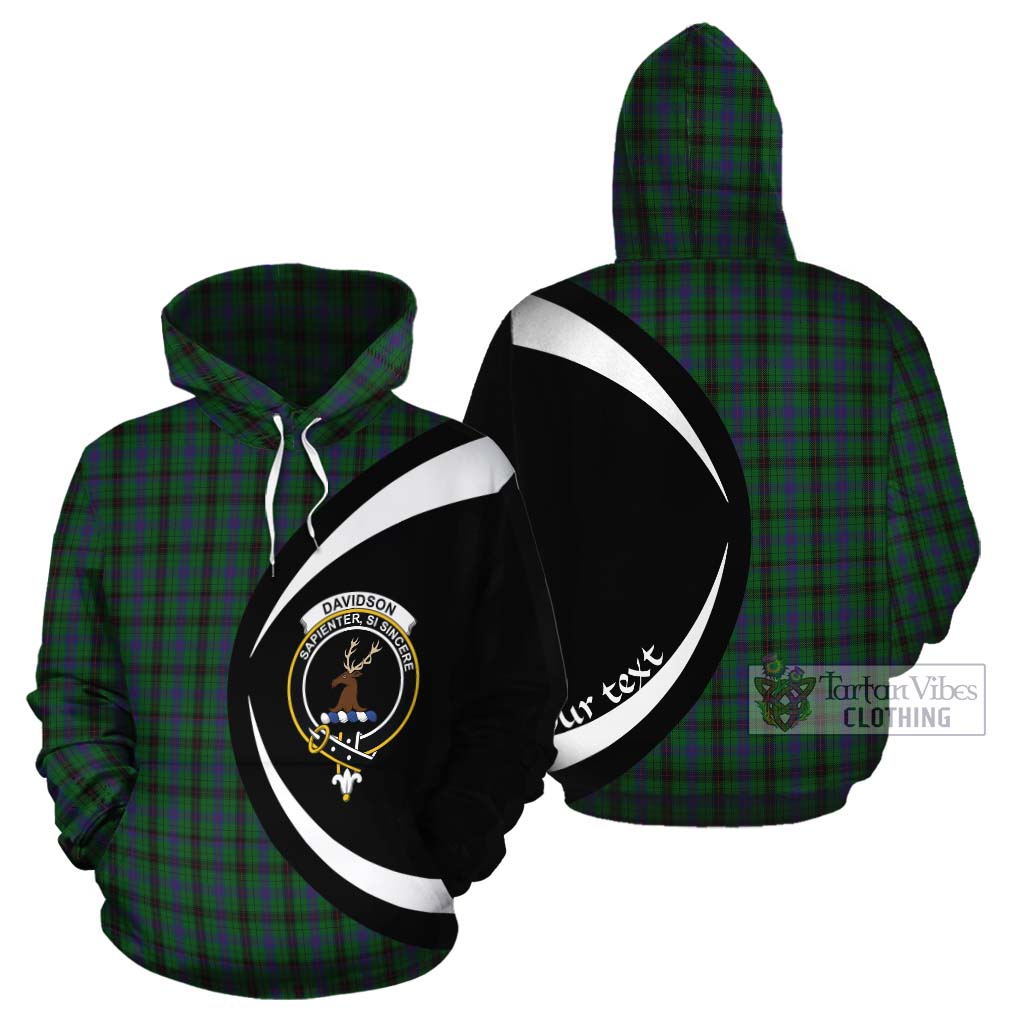 Davidson Tartan Cotton Hoodie with Family Crest Circle Style Zip Hoodie - Tartan Vibes Clothing