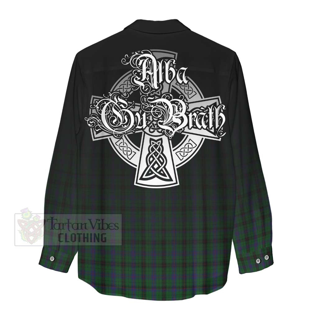Tartan Vibes Clothing Davidson Tartan Women's Casual Shirt Featuring Alba Gu Brath Family Crest Celtic Inspired