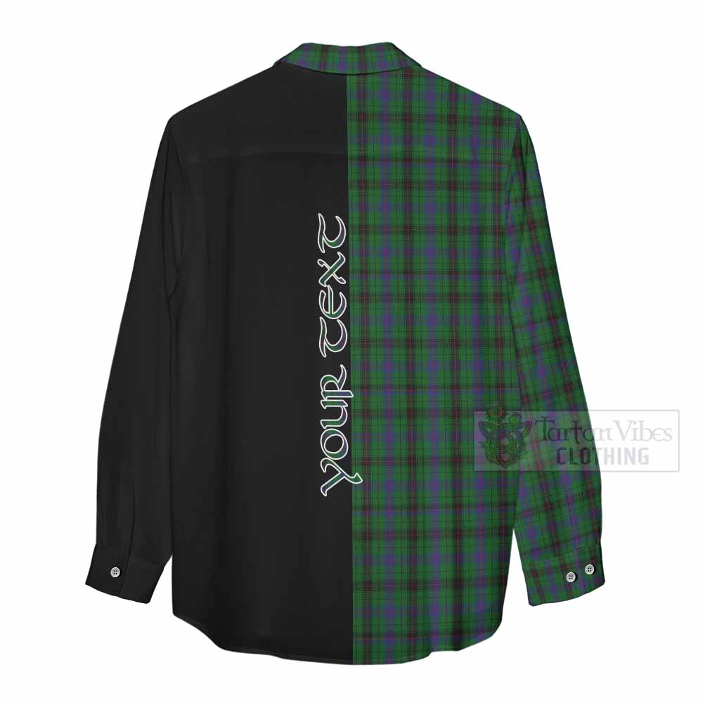 Tartan Vibes Clothing Davidson Tartan Women's Casual Shirt with Family Crest and Half Of Me Style