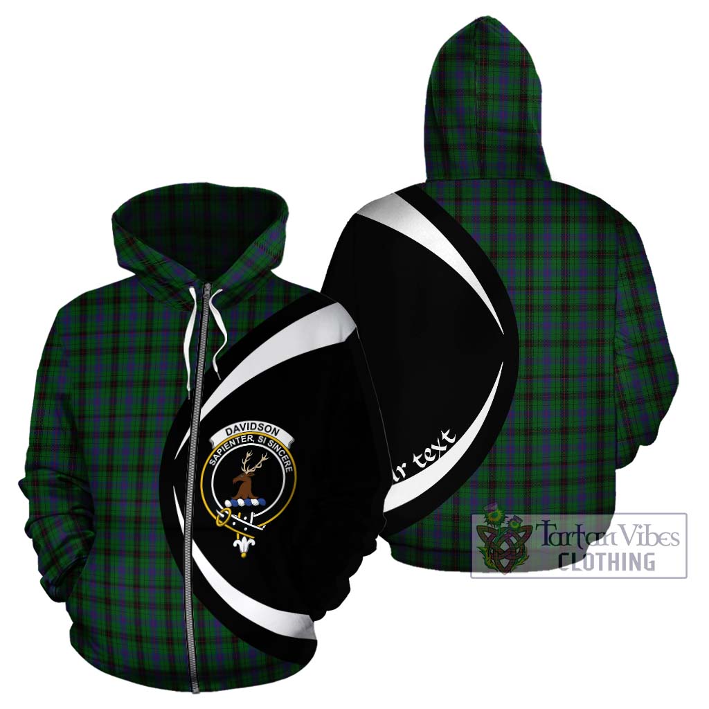 Tartan Vibes Clothing Davidson Tartan Hoodie with Family Crest Circle Style