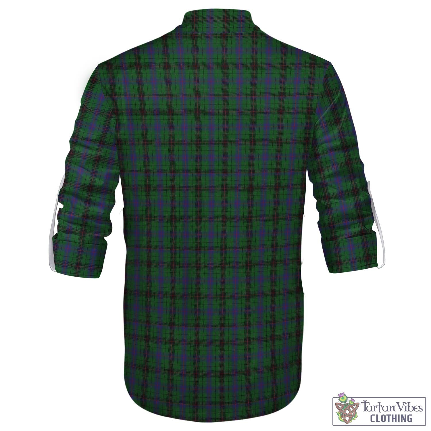 Tartan Vibes Clothing Davidson Tartan Men's Scottish Traditional Jacobite Ghillie Kilt Shirt with Family Crest