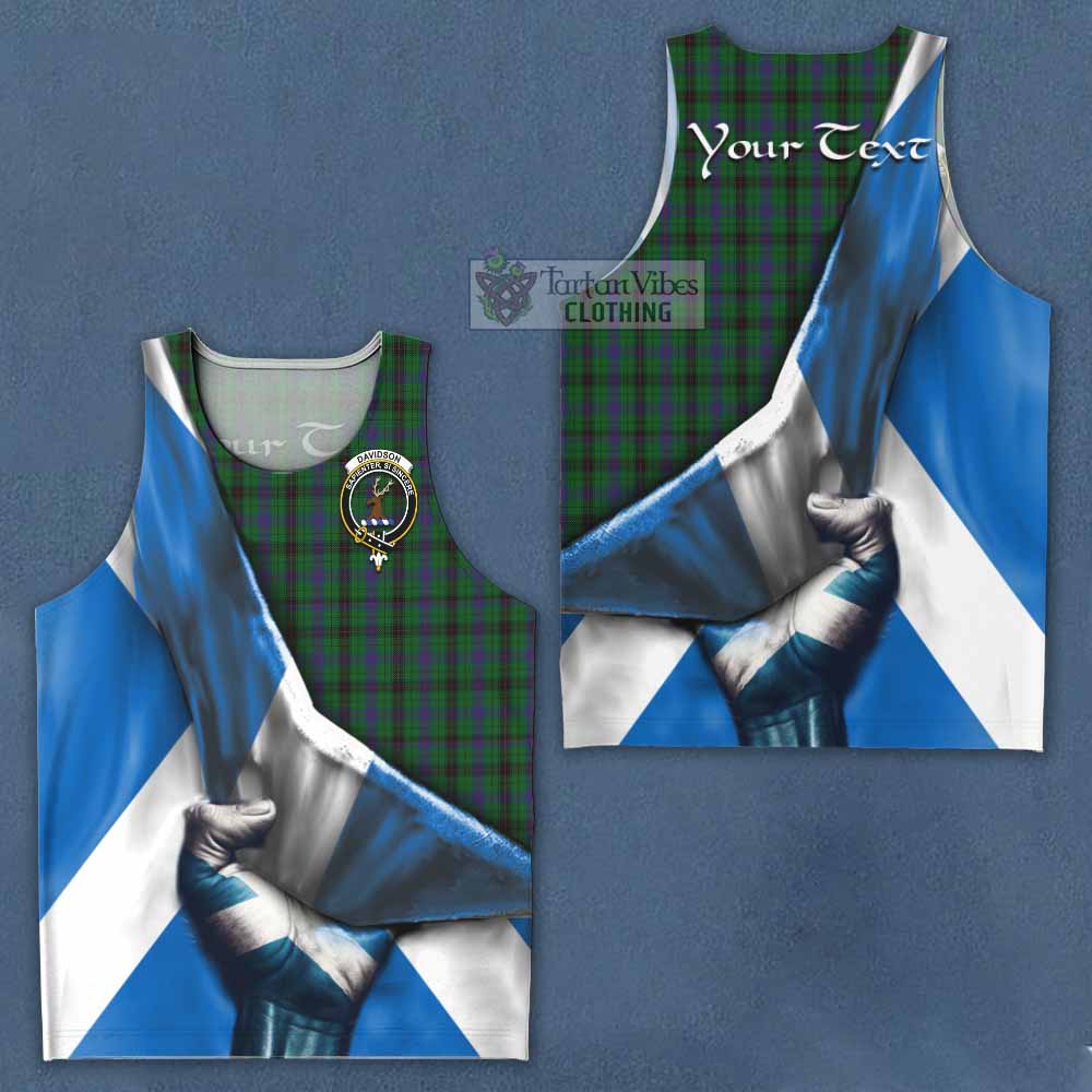 Tartan Vibes Clothing Davidson Tartan Men's Tank Top with Family Crest Scotland Patriotic Style