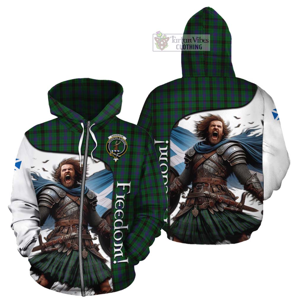 Tartan Vibes Clothing Davidson Crest Tartan Cotton Hoodie Inspired by the Freedom of Scottish Warrior