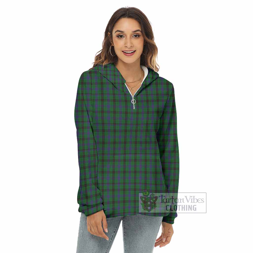 Tartan Vibes Clothing Davidson Tartan Women's Borg  Half Zip Fleece Hoodie