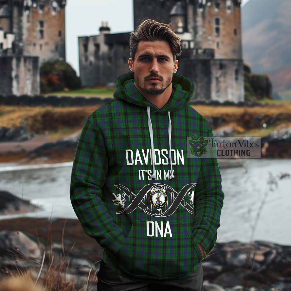 Davidson Tartan Cotton Hoodie with Family Crest DNA In Me Style - Tartan Vibes Clothing