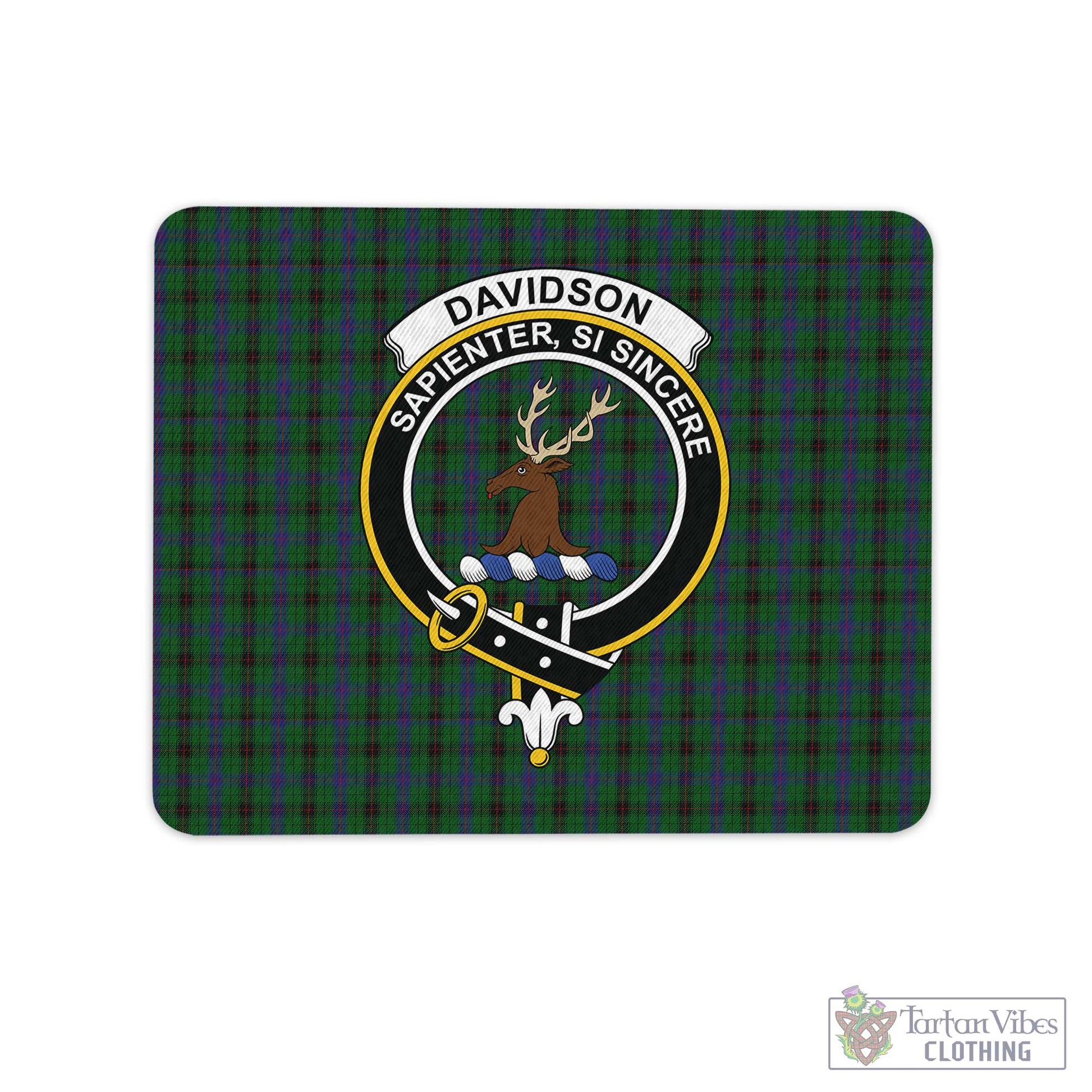Tartan Vibes Clothing Davidson Tartan Mouse Pad with Family Crest