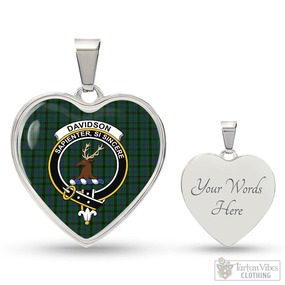 Tartan Vibes Clothing Davidson Tartan Heart Necklace with Family Crest