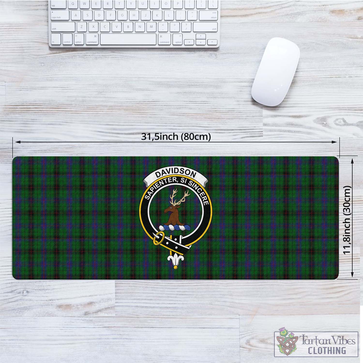 Tartan Vibes Clothing Davidson Tartan Mouse Pad with Family Crest