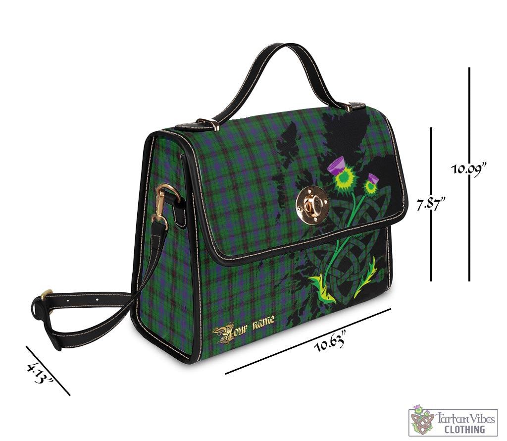 Tartan Vibes Clothing Davidson Tartan Waterproof Canvas Bag with Scotland Map and Thistle Celtic Accents