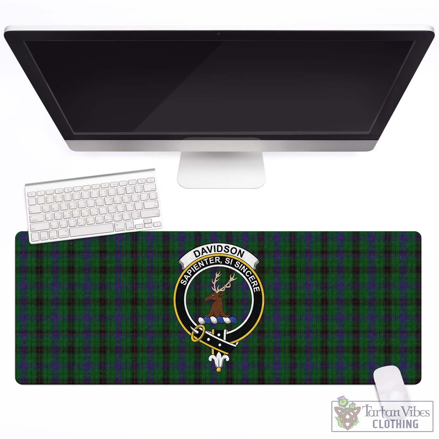 Tartan Vibes Clothing Davidson Tartan Mouse Pad with Family Crest