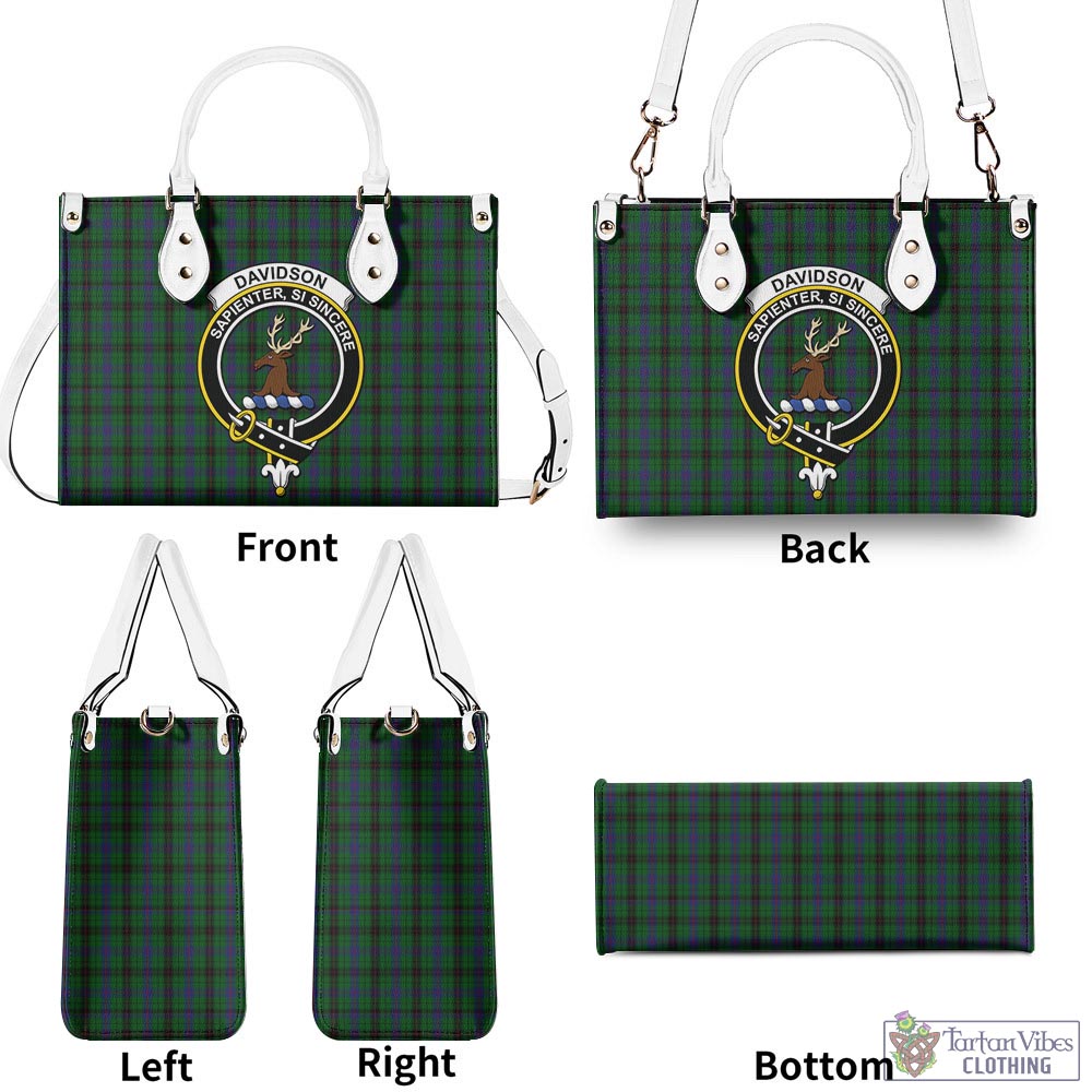 Tartan Vibes Clothing Davidson Tartan Luxury Leather Handbags with Family Crest
