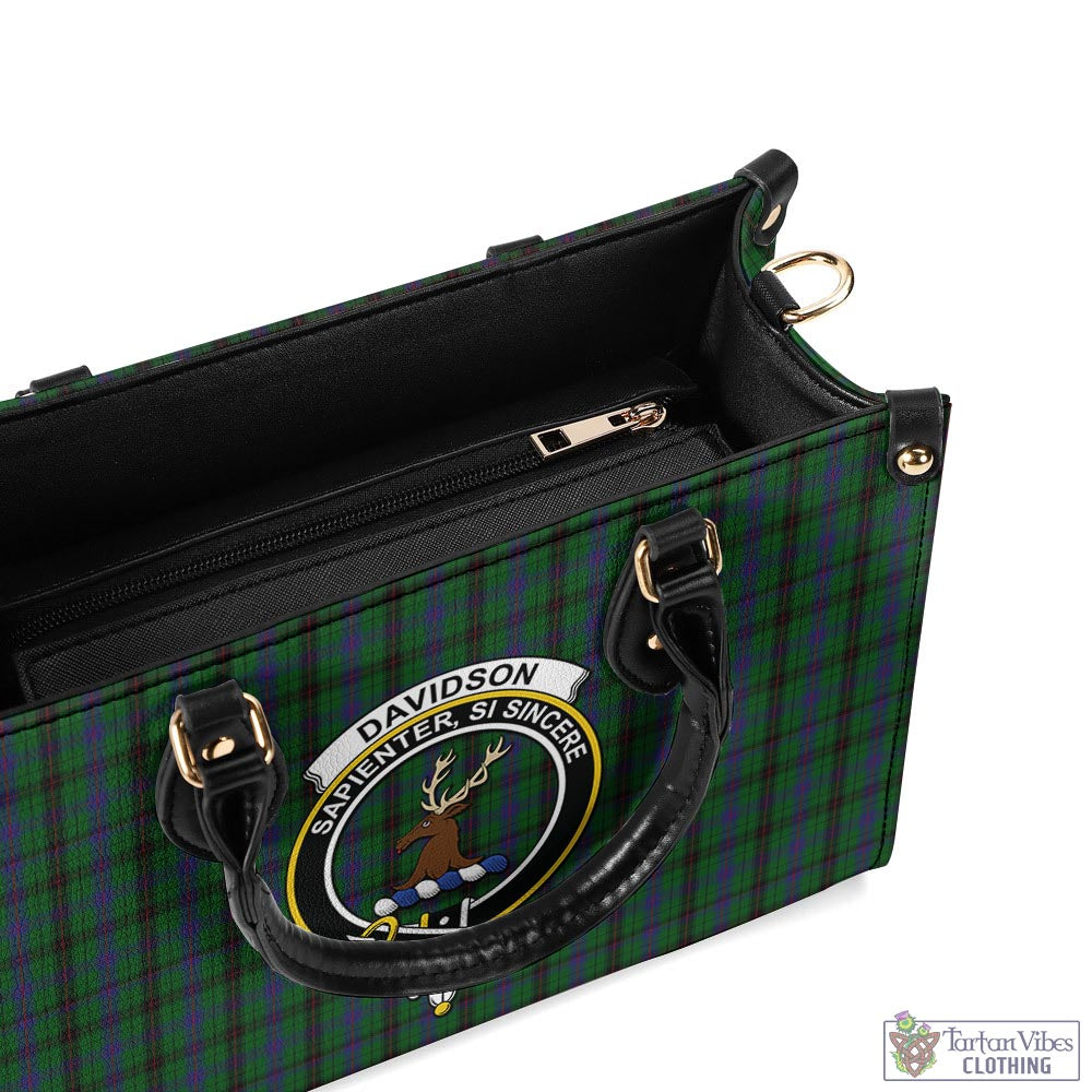 Tartan Vibes Clothing Davidson Tartan Luxury Leather Handbags with Family Crest