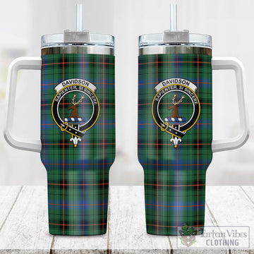 Davidson Ancient Tartan and Family Crest Tumbler with Handle
