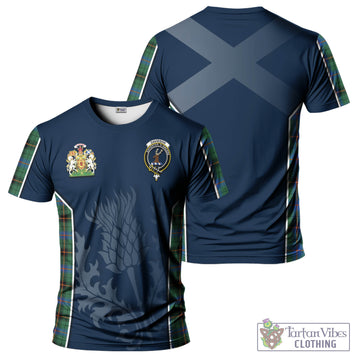 Davidson Ancient Tartan T-Shirt with Family Crest and Scottish Thistle Vibes Sport Style