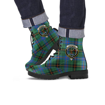 Davidson Ancient Tartan Leather Boots with Family Crest