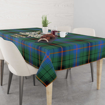 Davidson Ancient Tartan Tablecloth with Clan Crest and the Golden Sword of Courageous Legacy