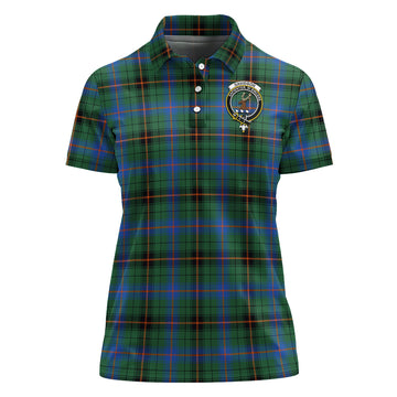 Davidson Ancient Tartan Polo Shirt with Family Crest For Women