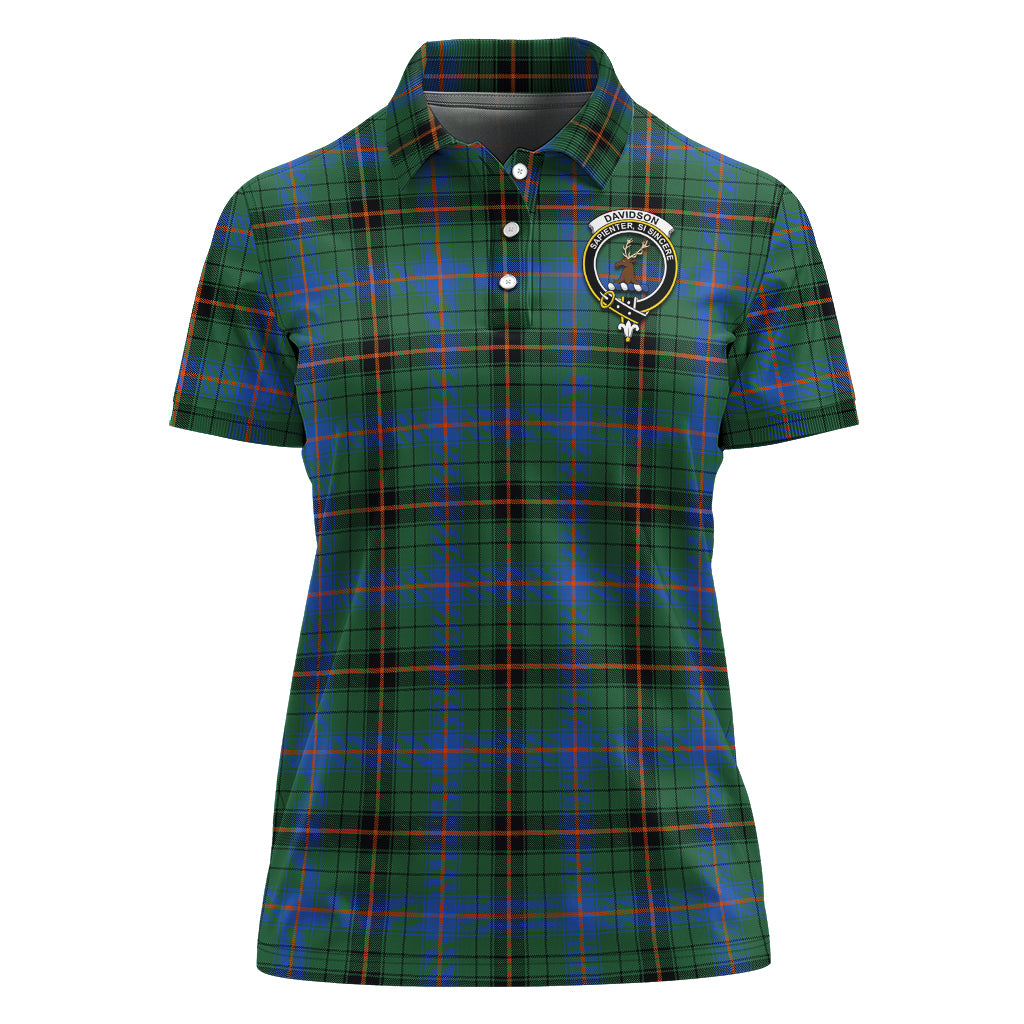 davidson-ancient-tartan-polo-shirt-with-family-crest-for-women