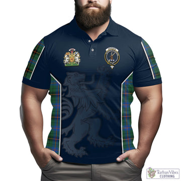 Davidson Ancient Tartan Men's Polo Shirt with Family Crest and Lion Rampant Vibes Sport Style