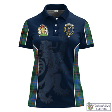 Davidson Ancient Tartan Women's Polo Shirt with Family Crest and Lion Rampant Vibes Sport Style