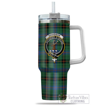 Davidson Ancient Tartan and Family Crest Tumbler with Handle