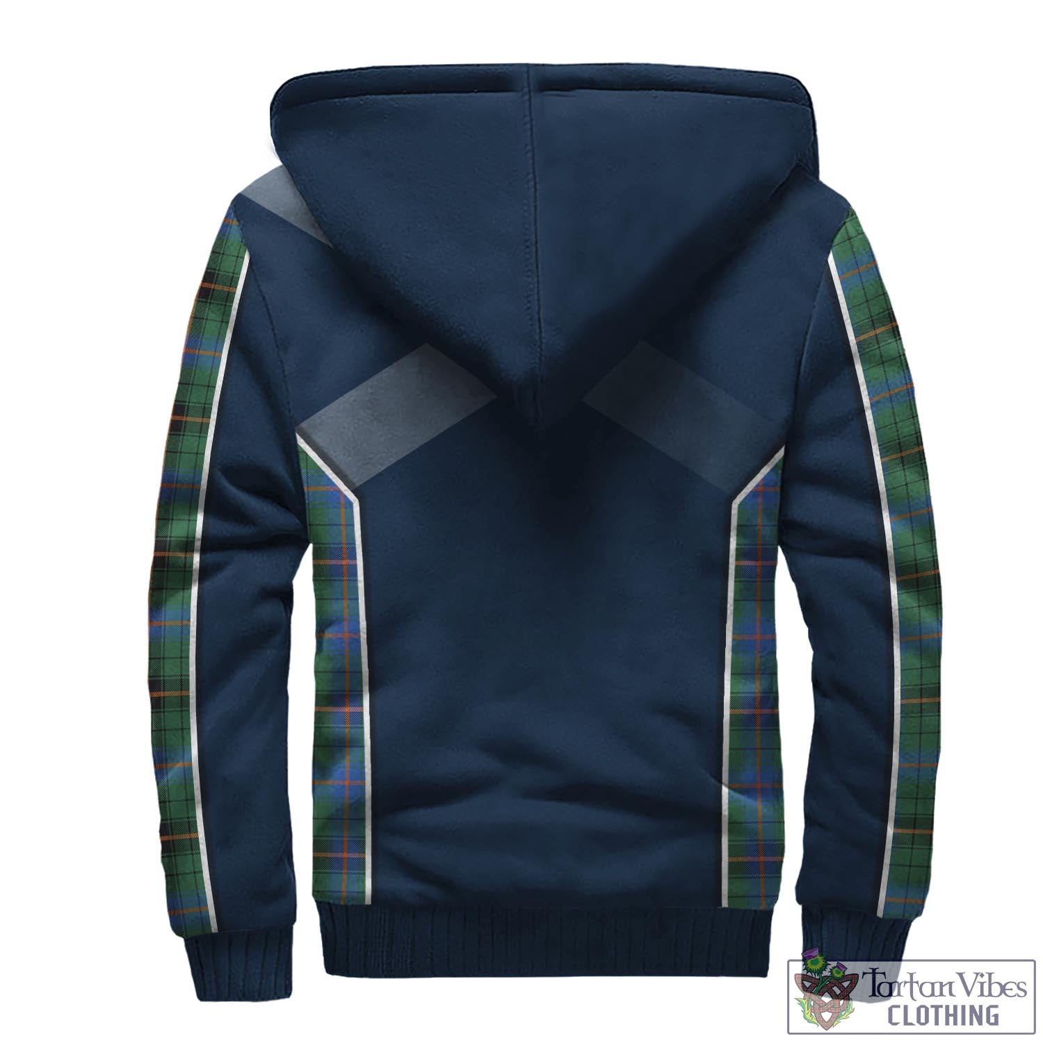 Tartan Vibes Clothing Davidson Ancient Tartan Sherpa Hoodie with Family Crest and Scottish Thistle Vibes Sport Style